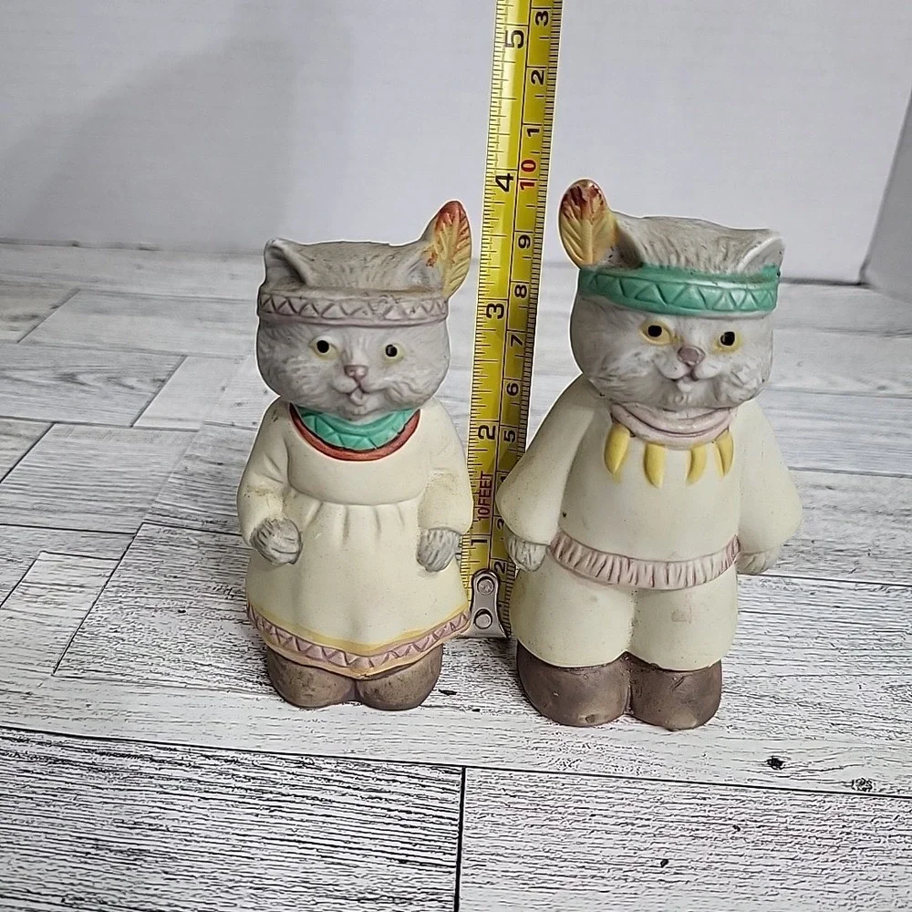 Vintage Tippie's Inc Cats Indian Salt & Pepper Shakers‎ Thanksgiving 1990 Kitty